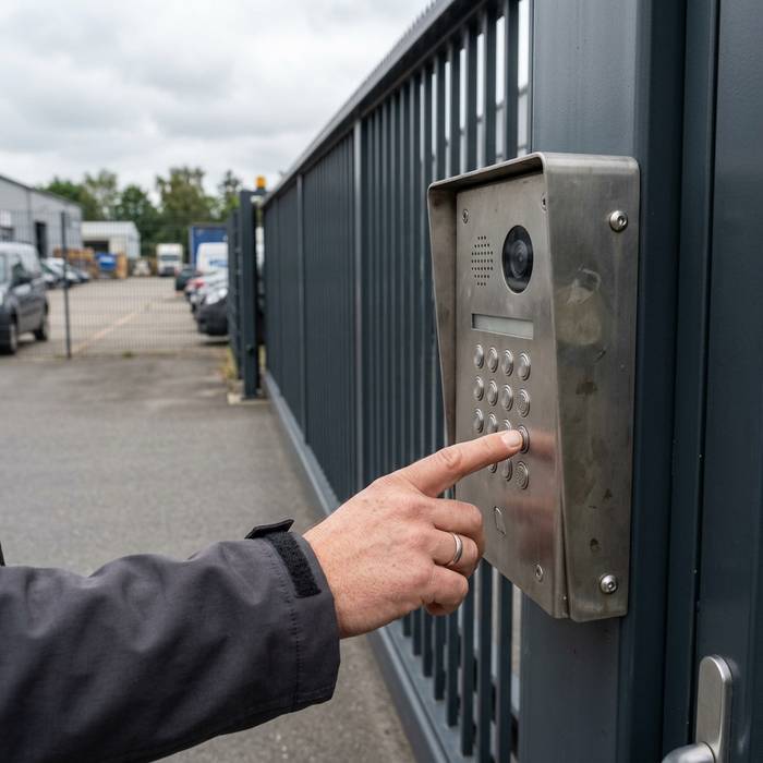 Codetaster an einem Schiebetor eines Betriebsgeländes